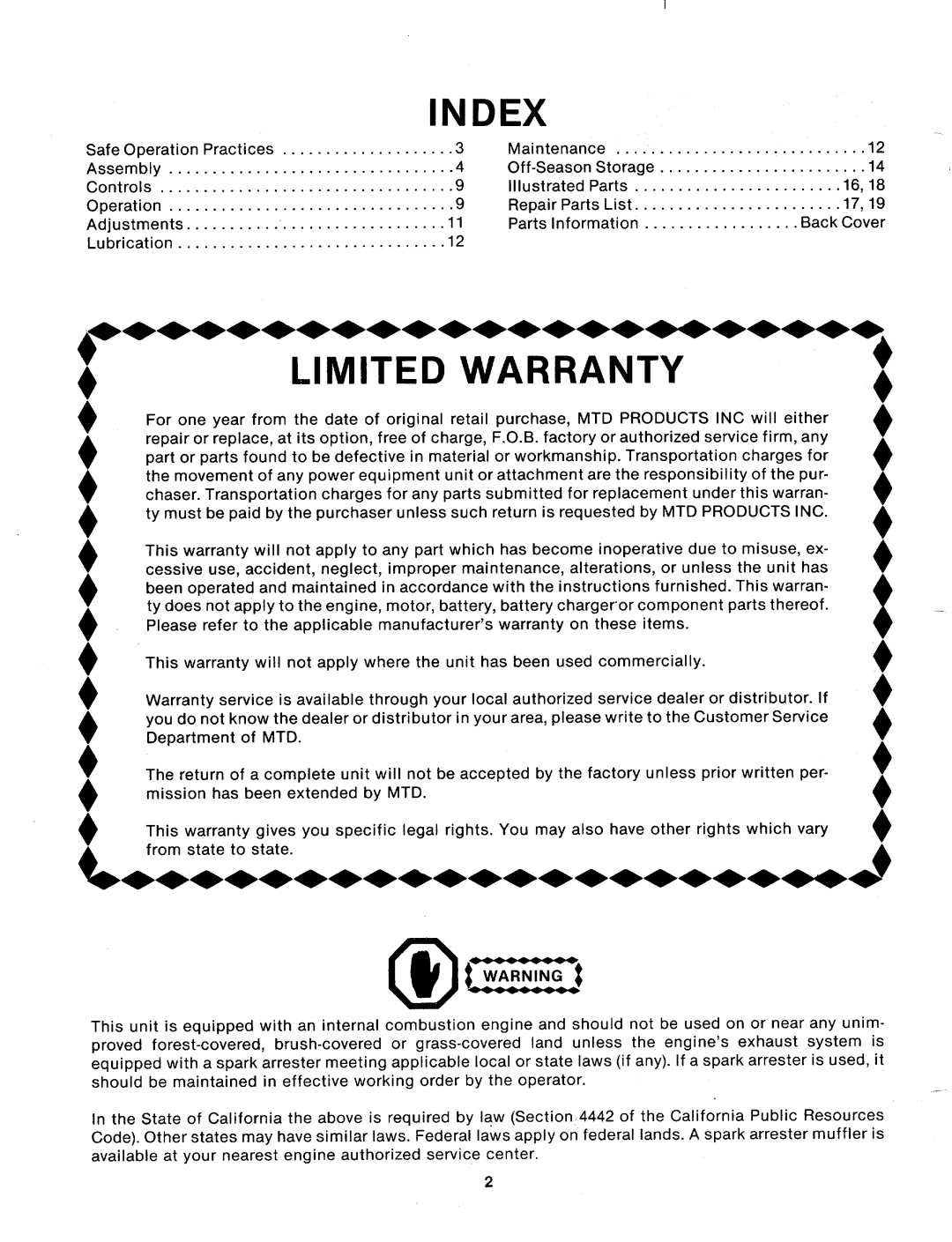 MTD 123-332A manual 