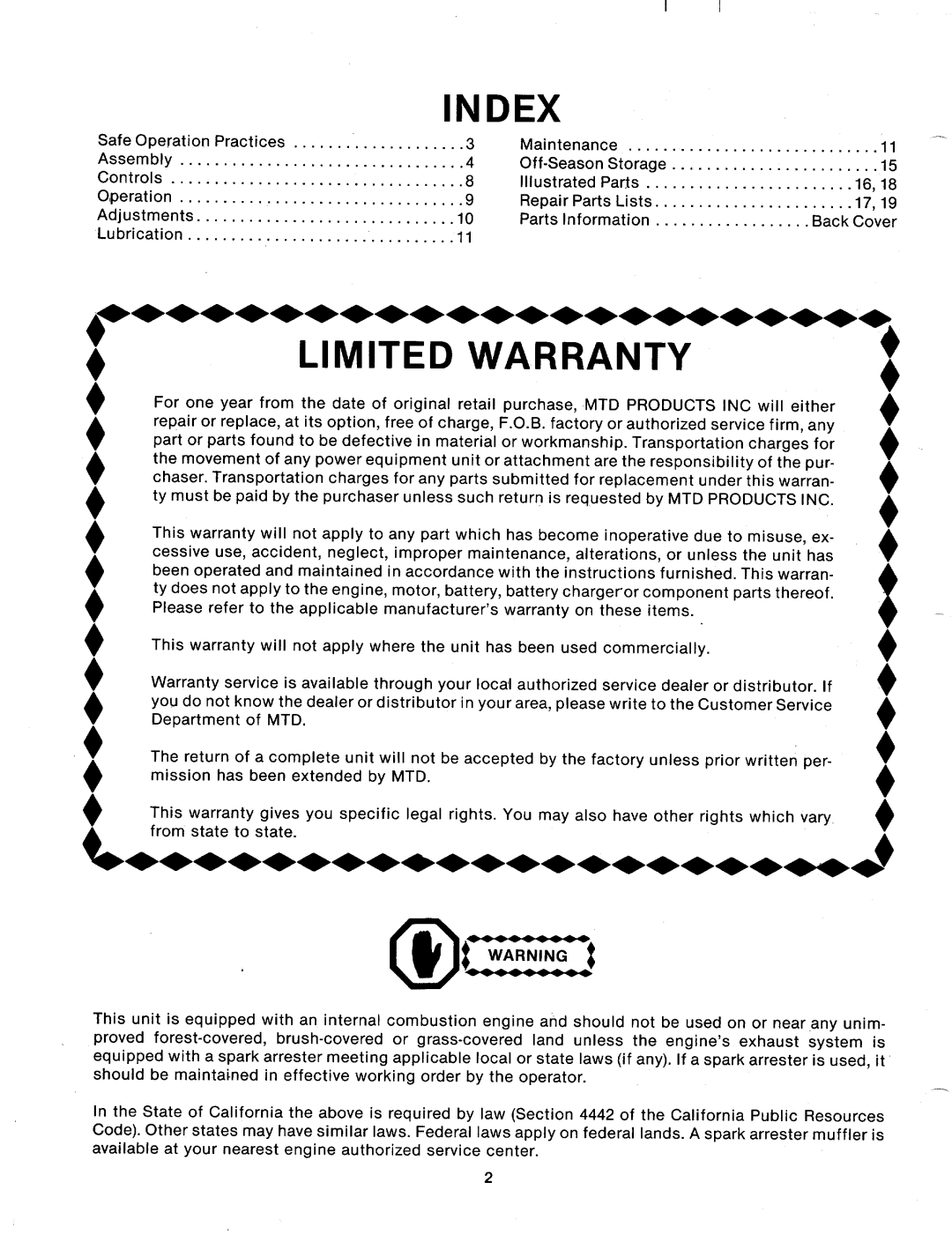 MTD 123-364A manual 