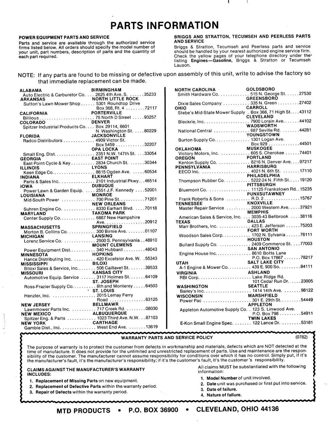 MTD 123-364A manual 