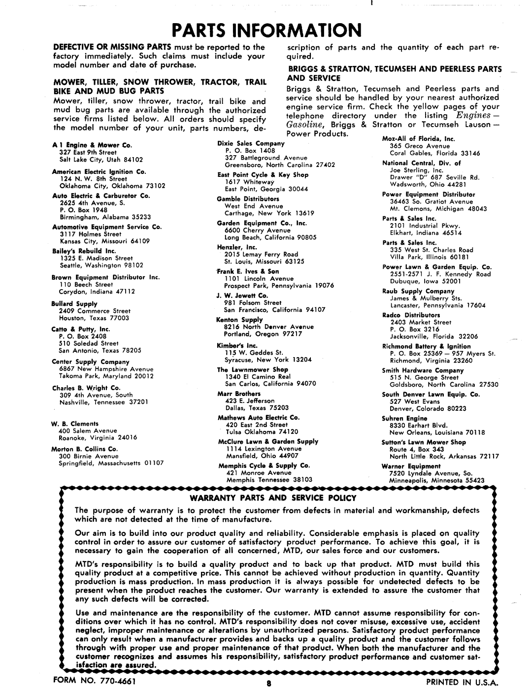 MTD 123-370-033 manual 