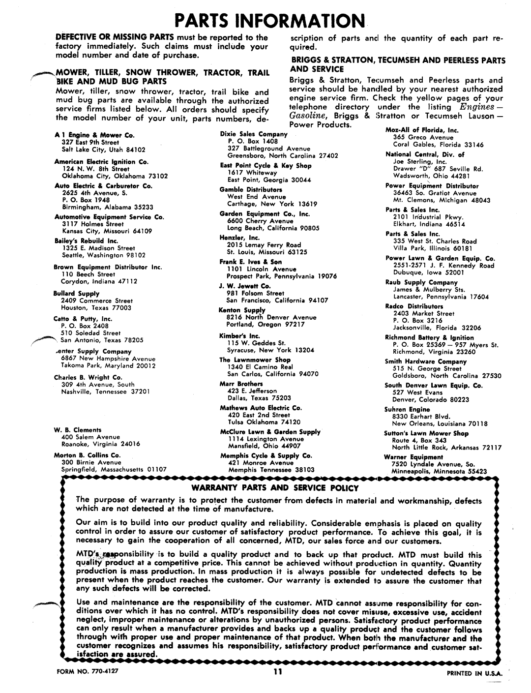 MTD 123-690, 123-695 manual 