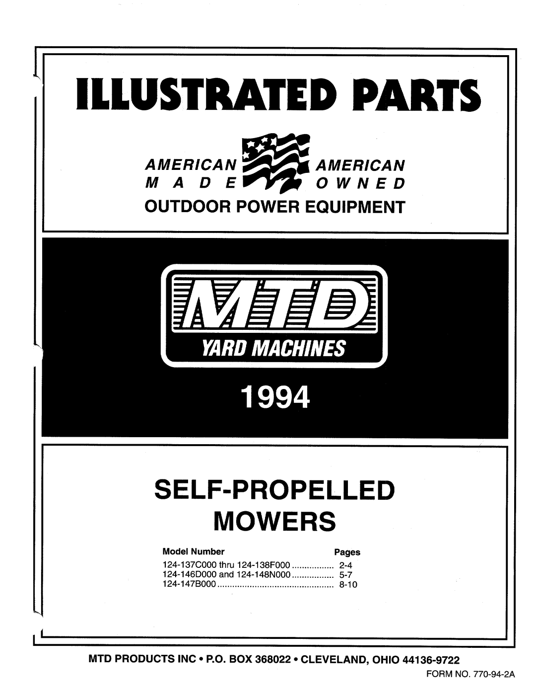 MTD 124-137N000, 124-138F000, 124-146D000, 124-148N000, 124-147B000 manual 