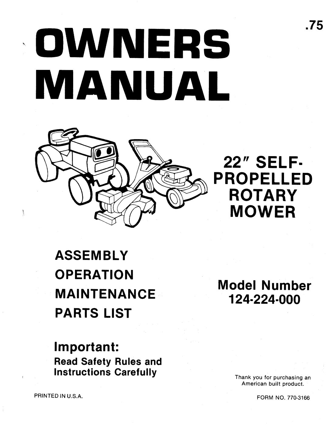 MTD 124-224-000 manual 