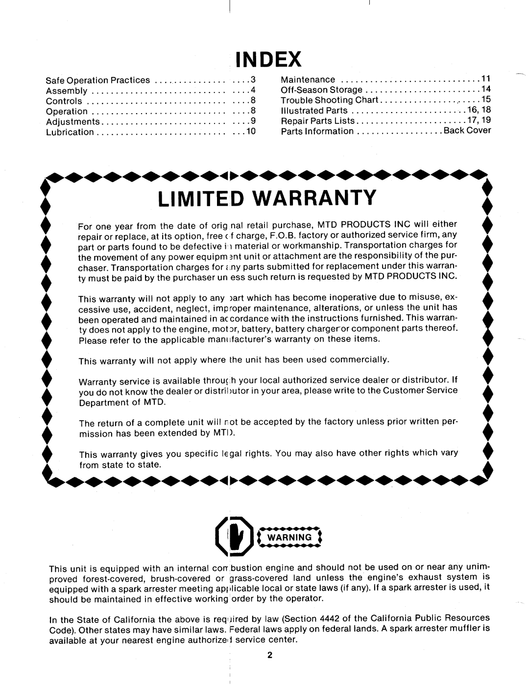 MTD 124-232-000 manual 