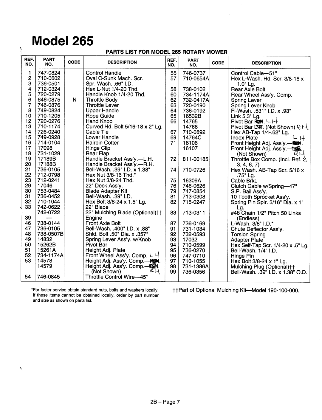 MTD 124-238H000, 124-265D000, 124-280B000, 124-281C000 manual 