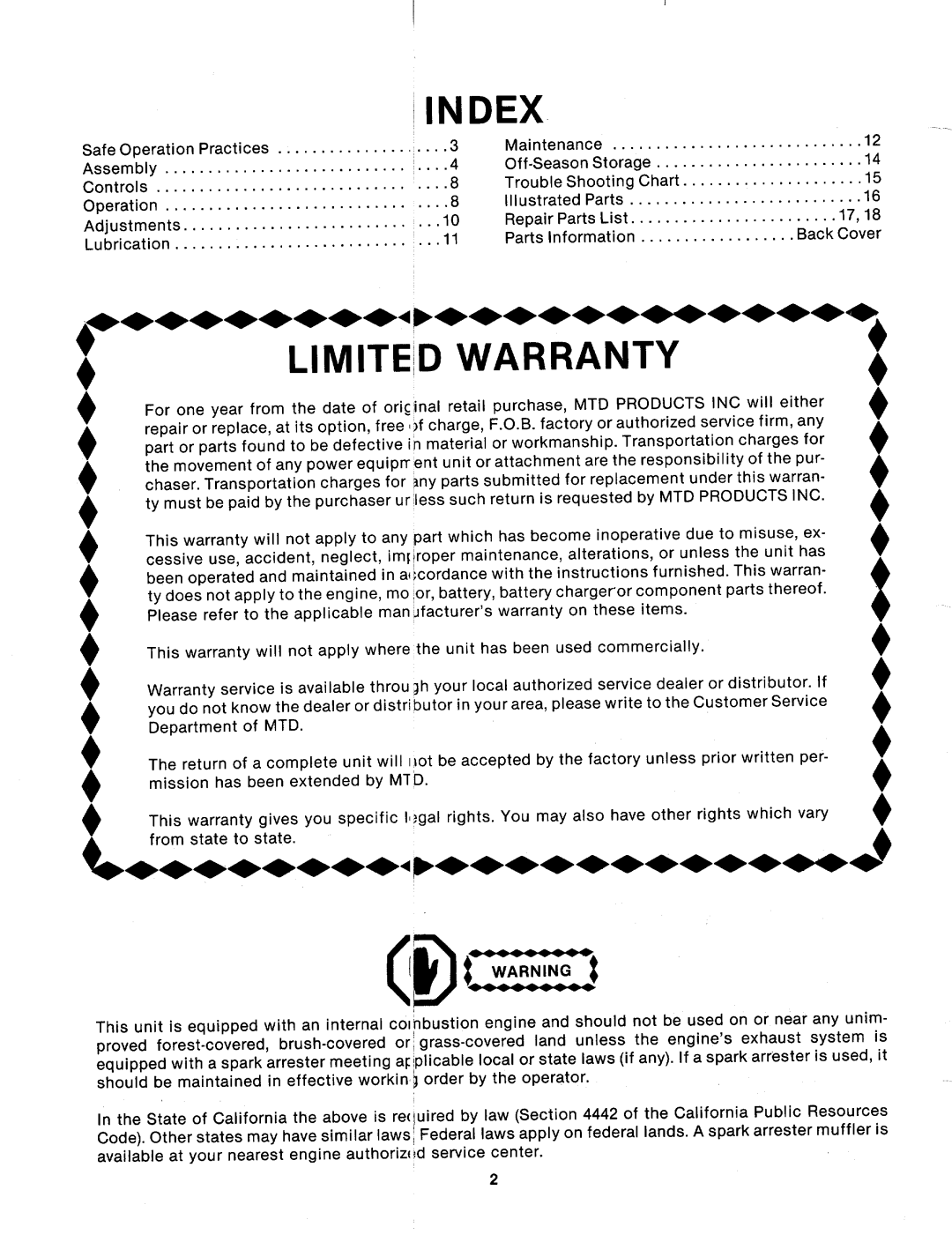 MTD 124-284-000 manual 