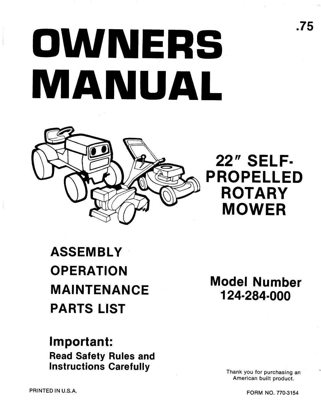 MTD 124-284-000 manual 