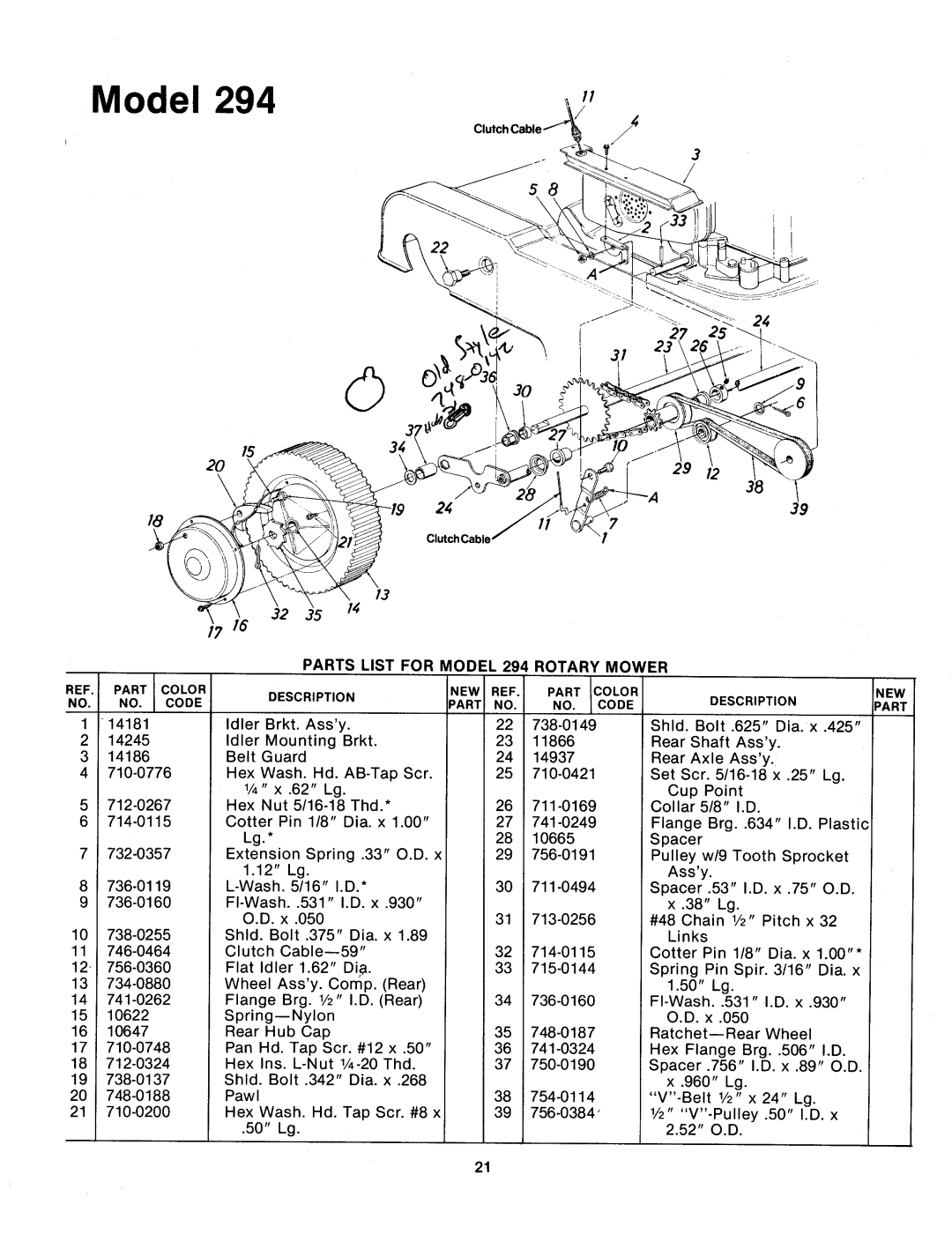 MTD 124-294-000 manual 