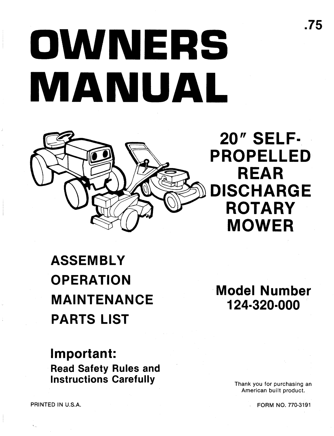 MTD 124-320-000 manual 