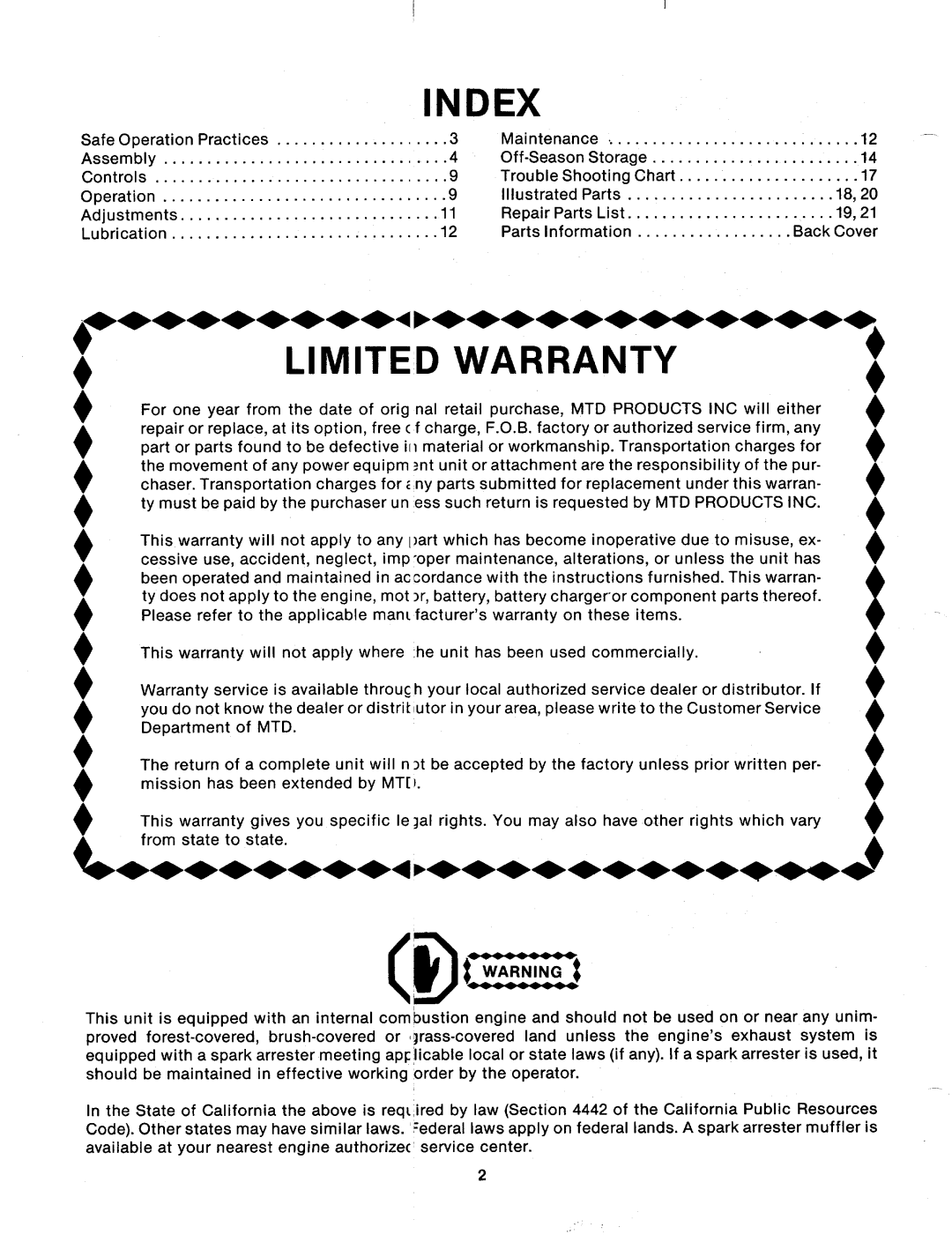 MTD 124-362-000 manual 