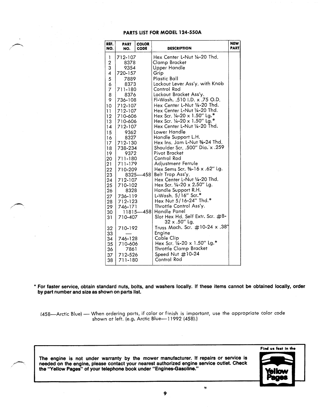 MTD 124-550A manual 