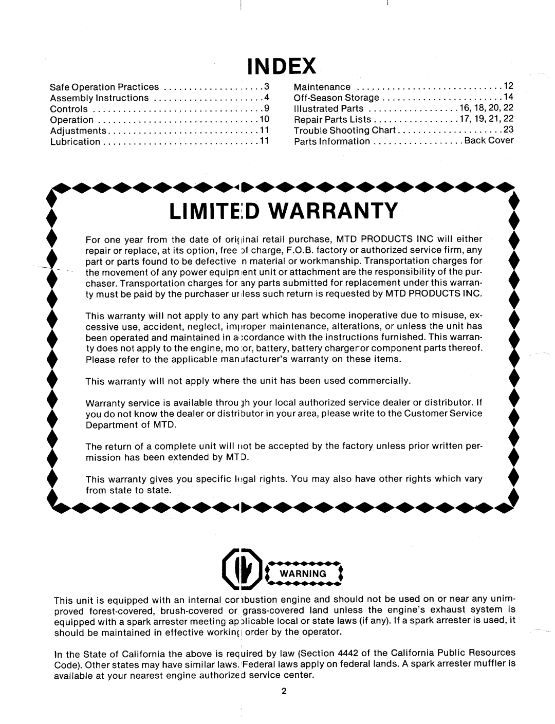 MTD 124-573-000, 124-574-000 manual 