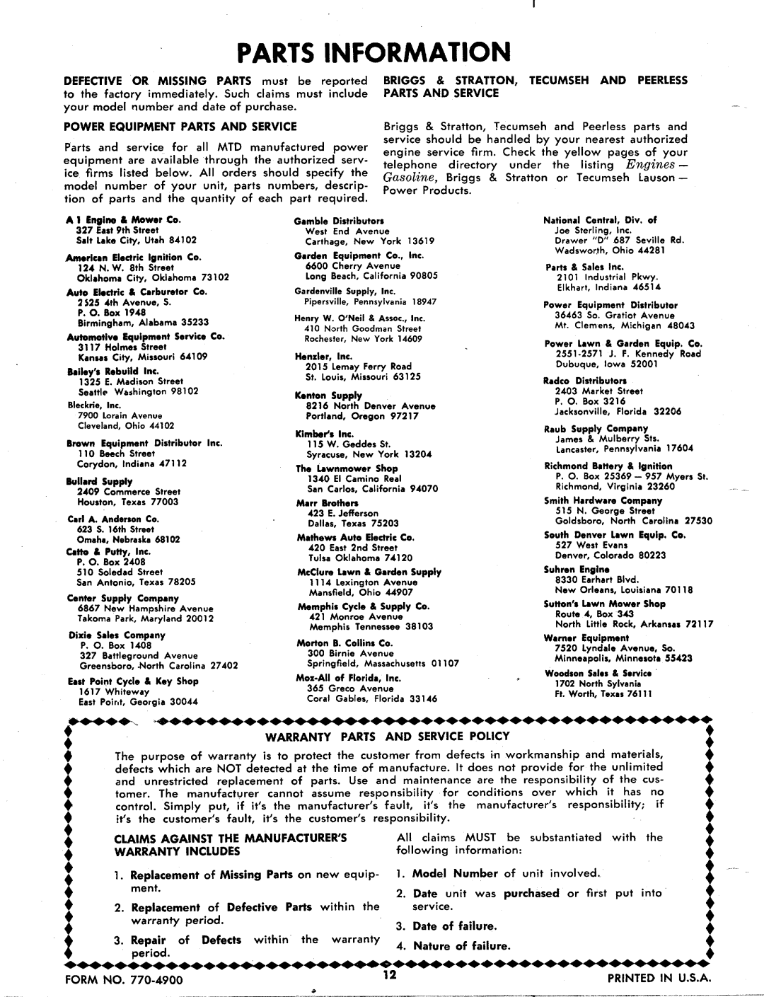 MTD 124-695A, 124-690A manual 