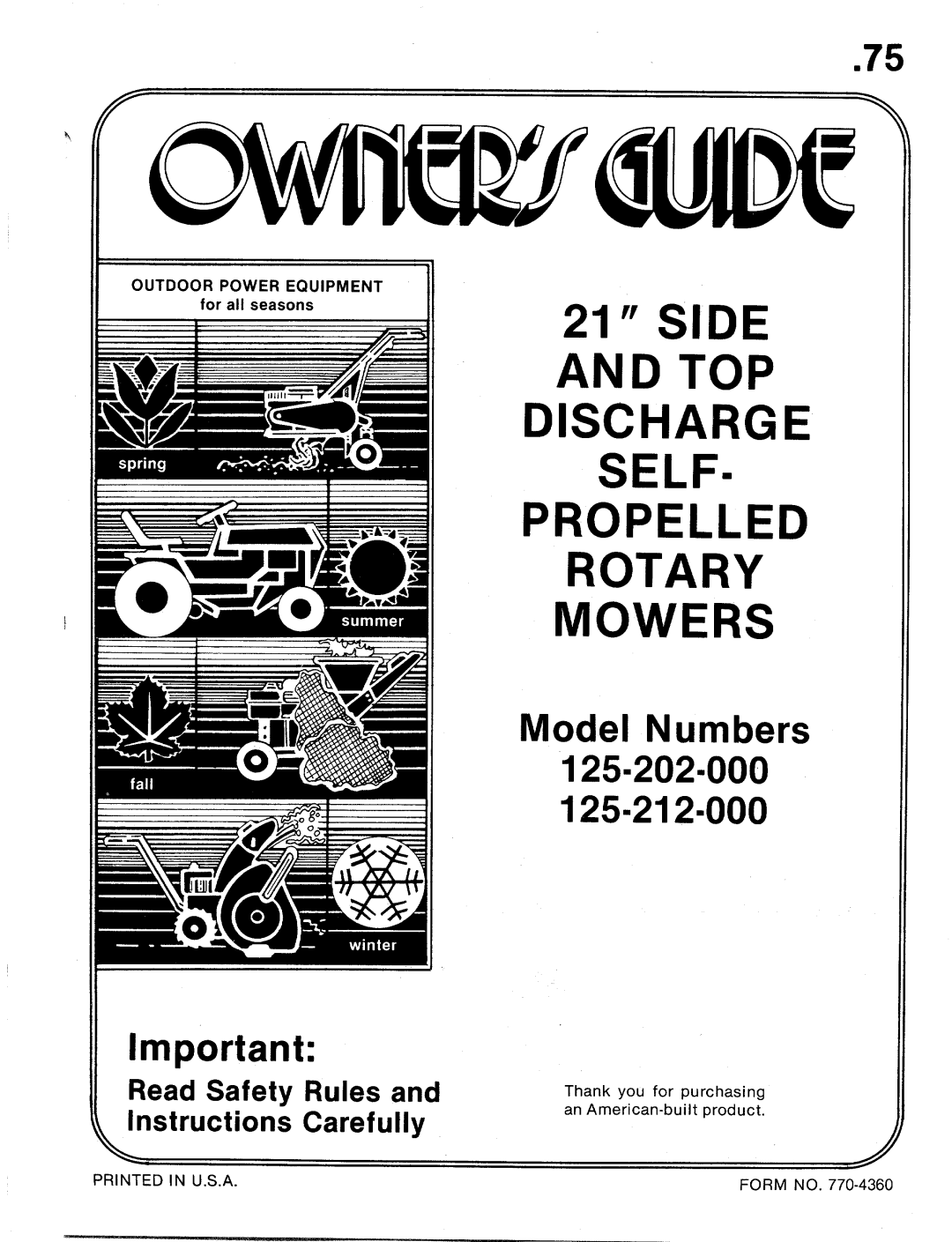 MTD 125-212-000, 125-202-000 manual 