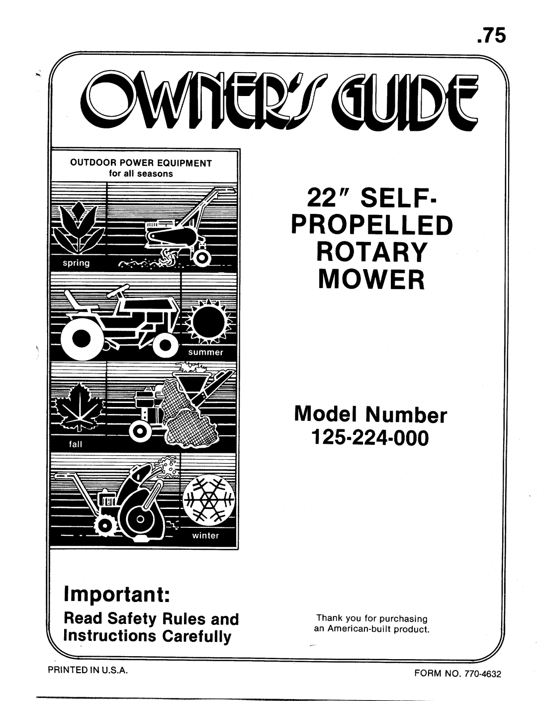 MTD 125-224-000 manual 