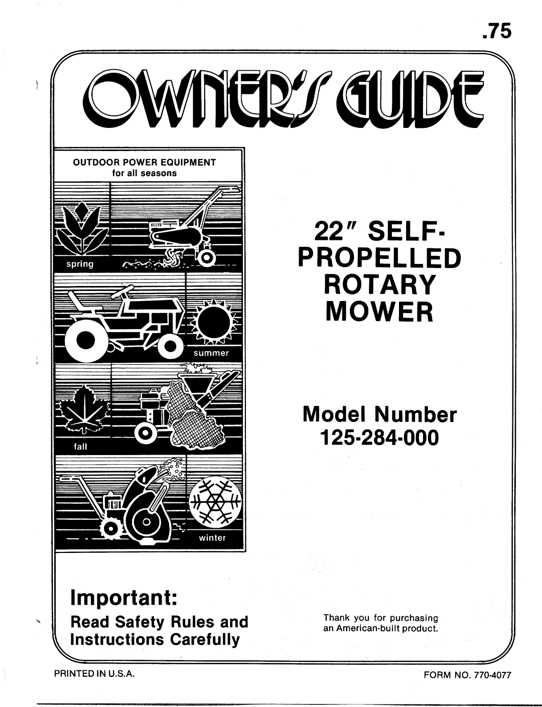 MTD 125-284-000 manual 