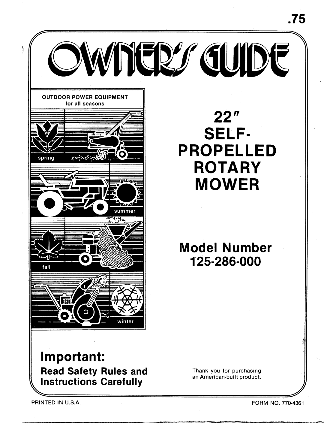 MTD 125-286-000 manual 