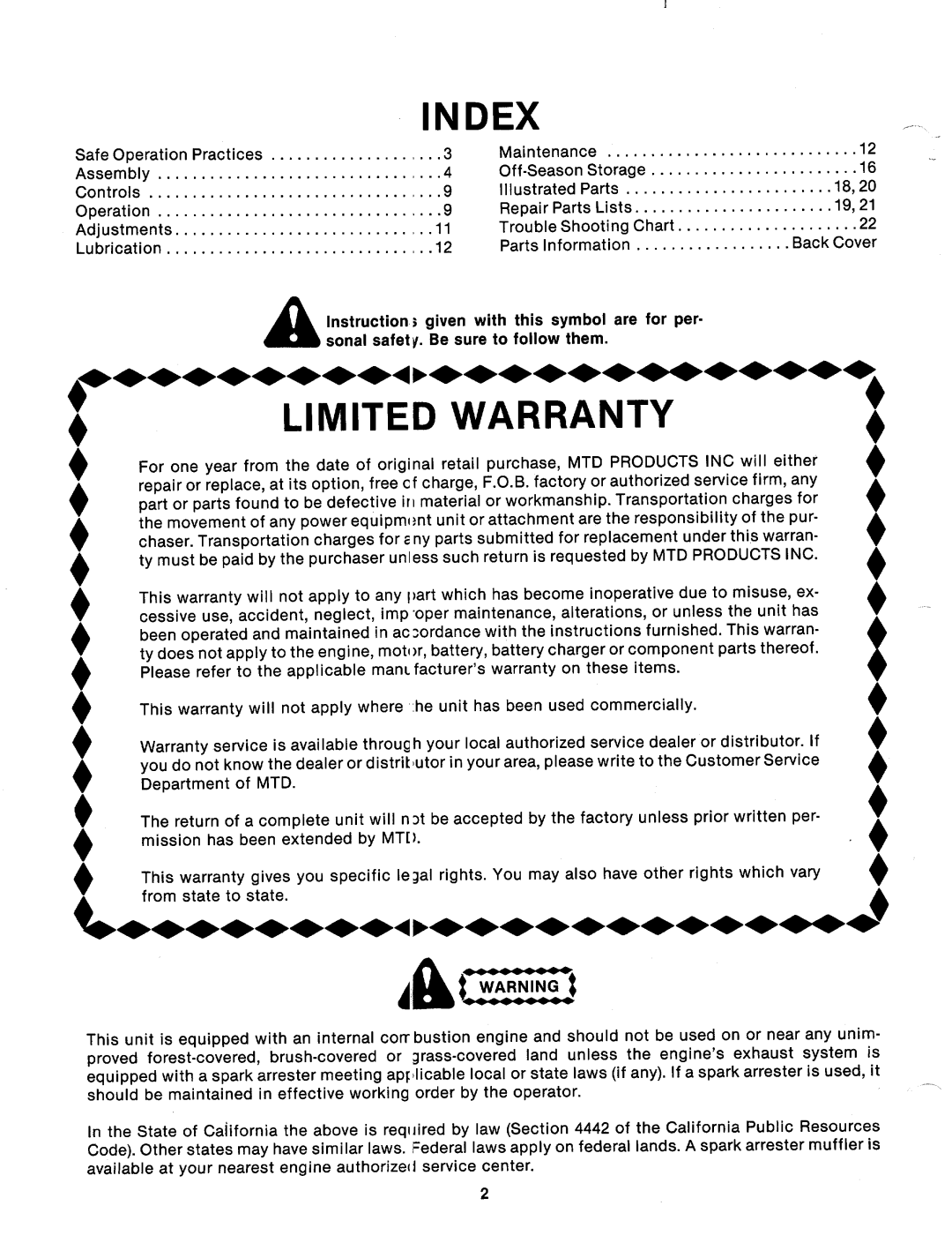 MTD 125-364-000 manual 