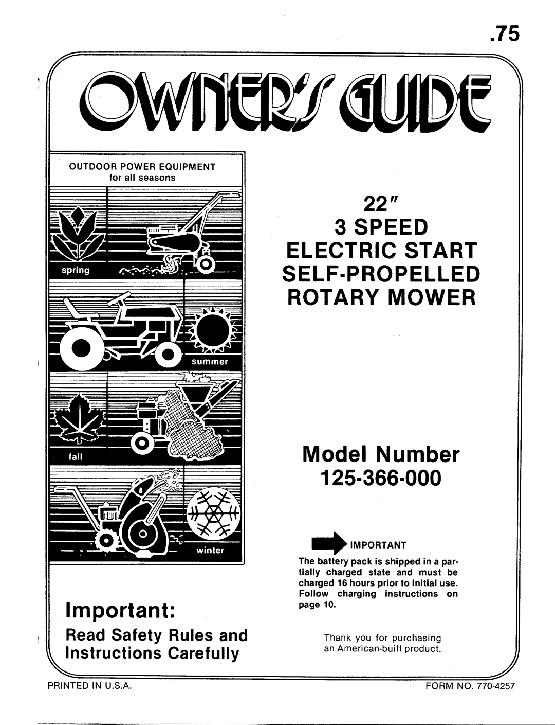 MTD 125-366-000 manual 