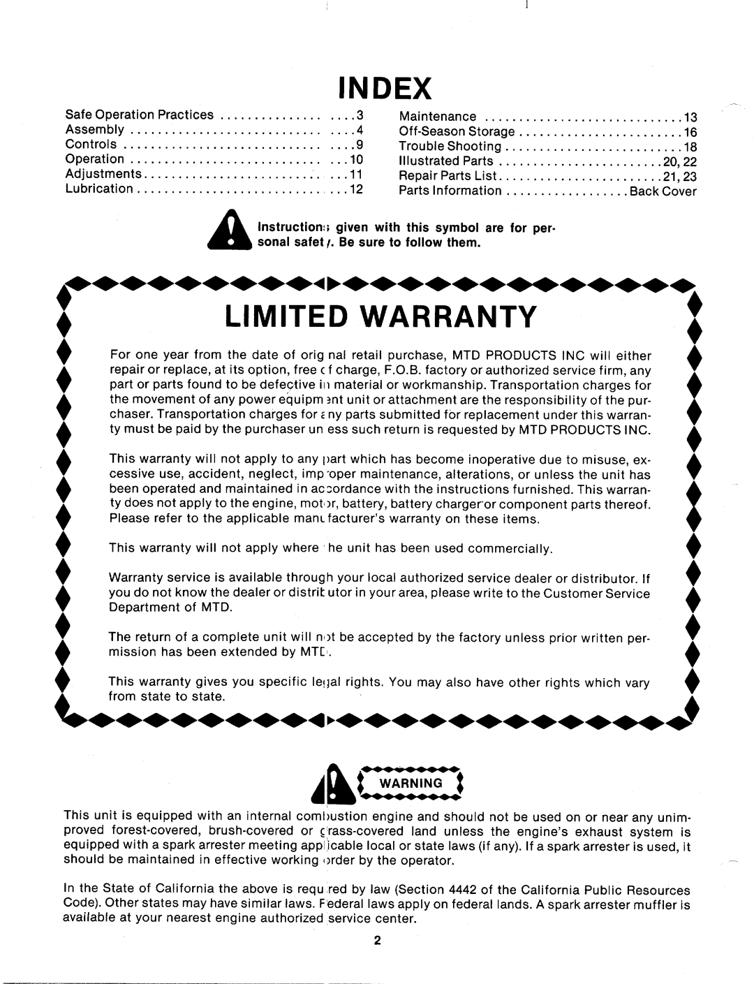 MTD 125-374-000 manual 