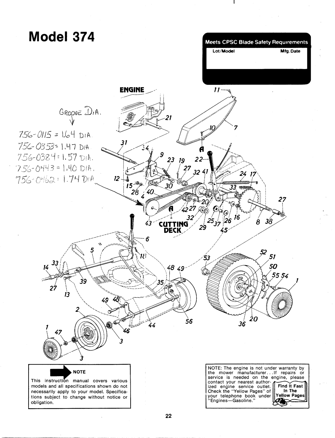 MTD 125-374-000 manual 