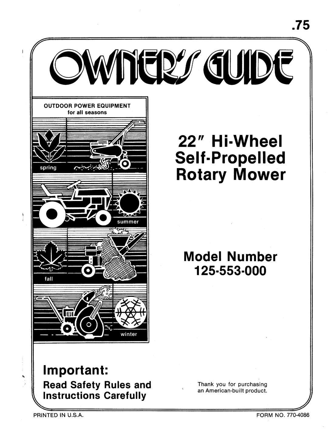 MTD 125-553-000 manual 