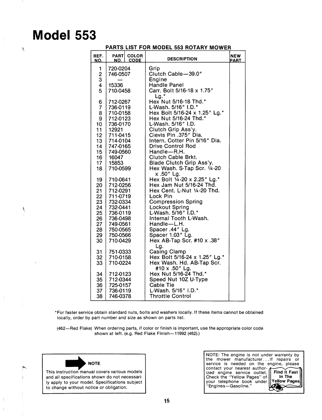 MTD 125-553-000 manual 