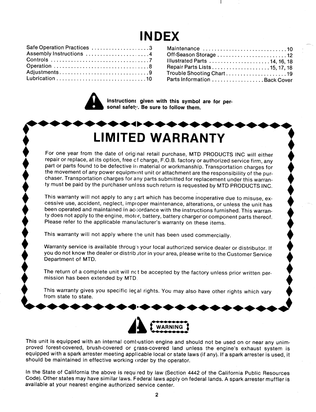 MTD 125-553-000 manual 