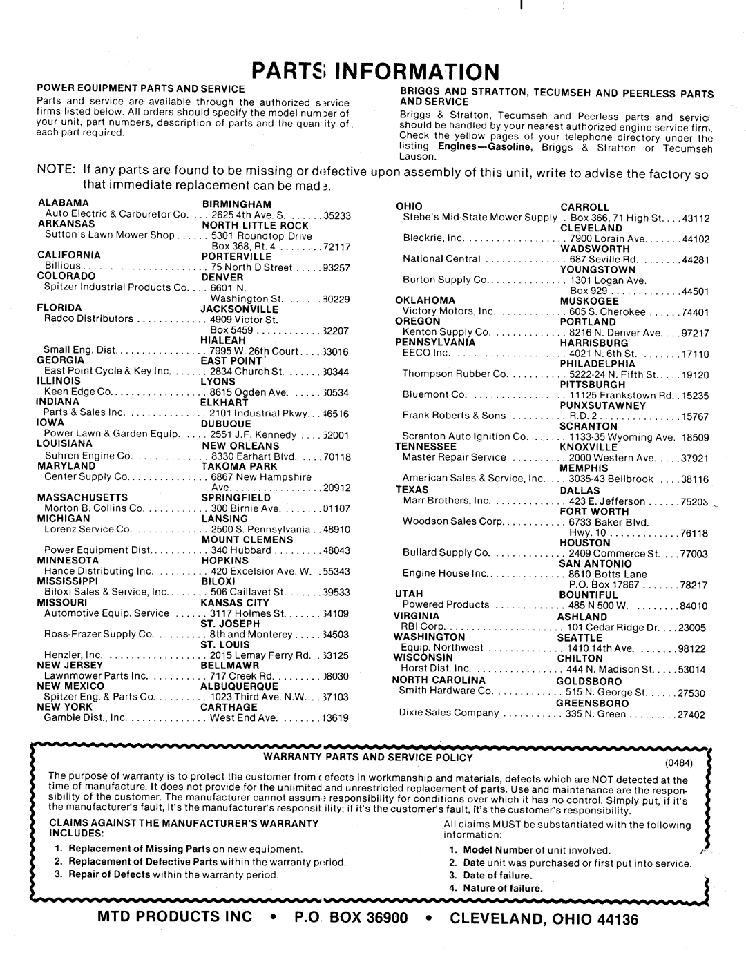 MTD 125-553-000 manual 