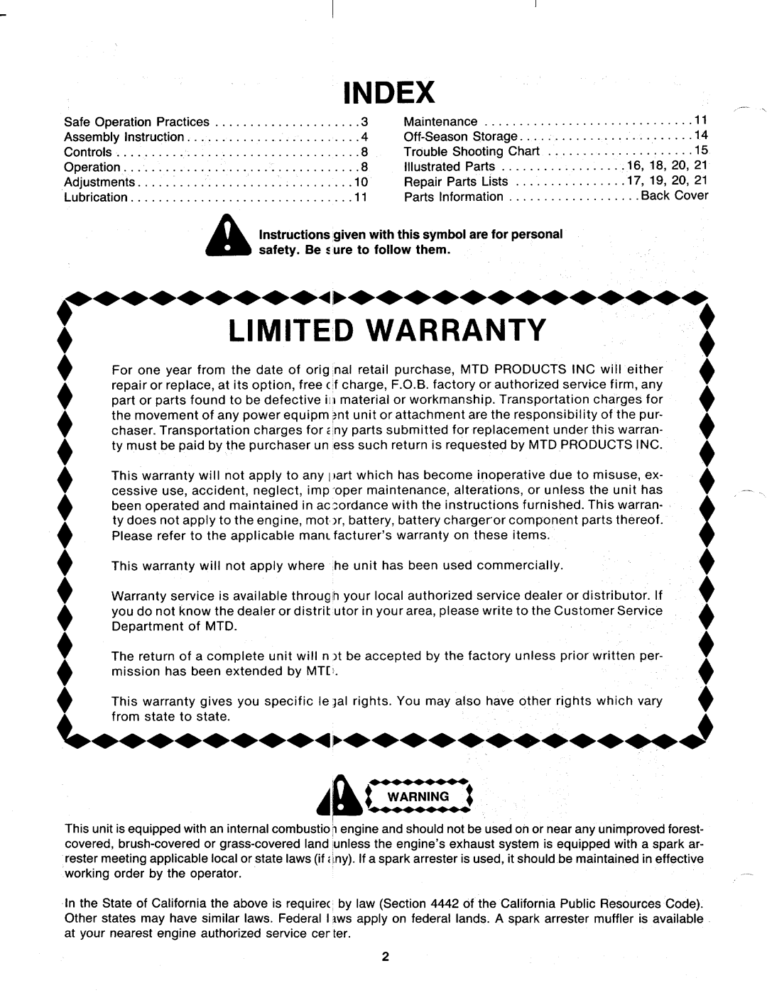 MTD 12560C, 126-560-000 manual 