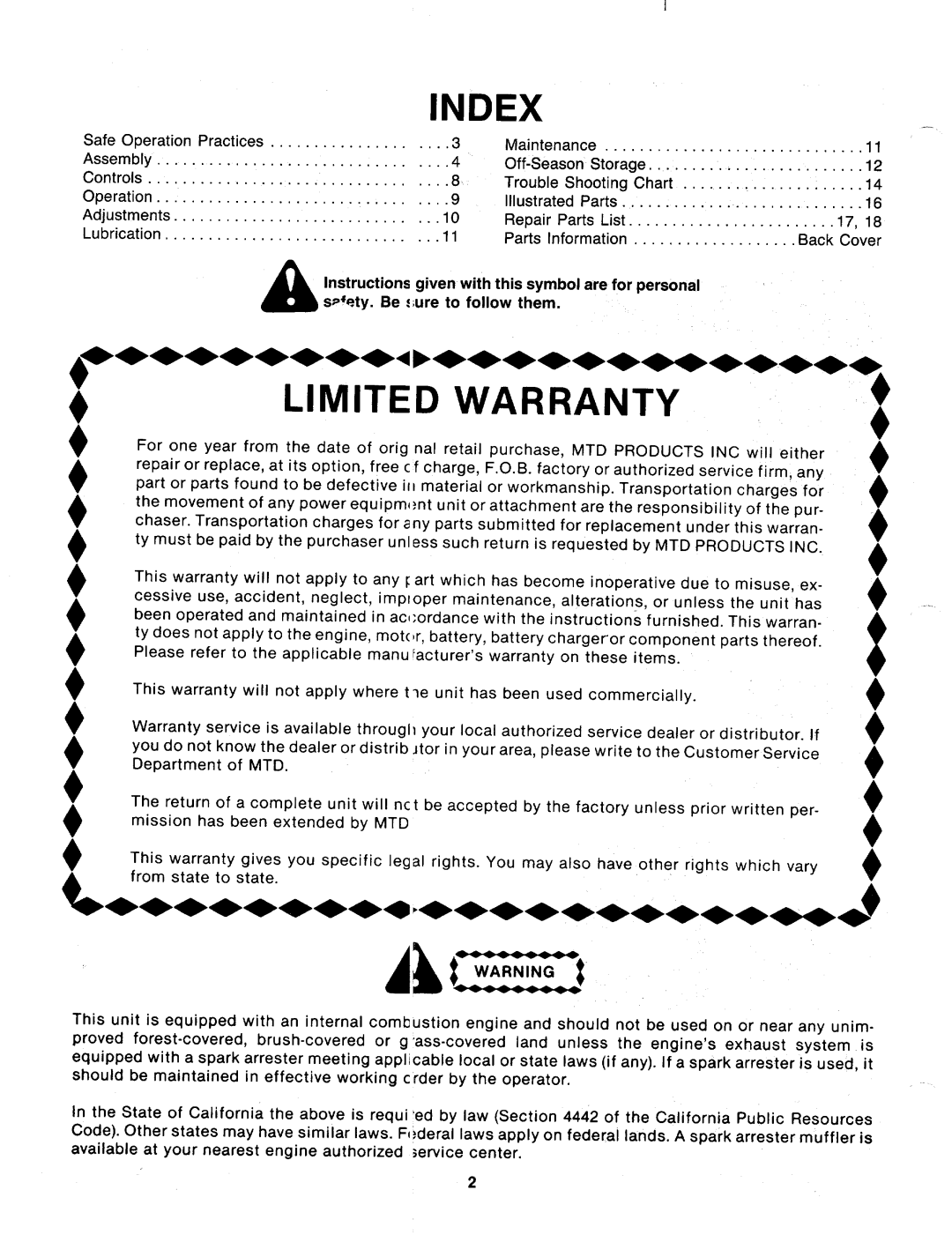 MTD 126-222-000, 126-220-000 manual 