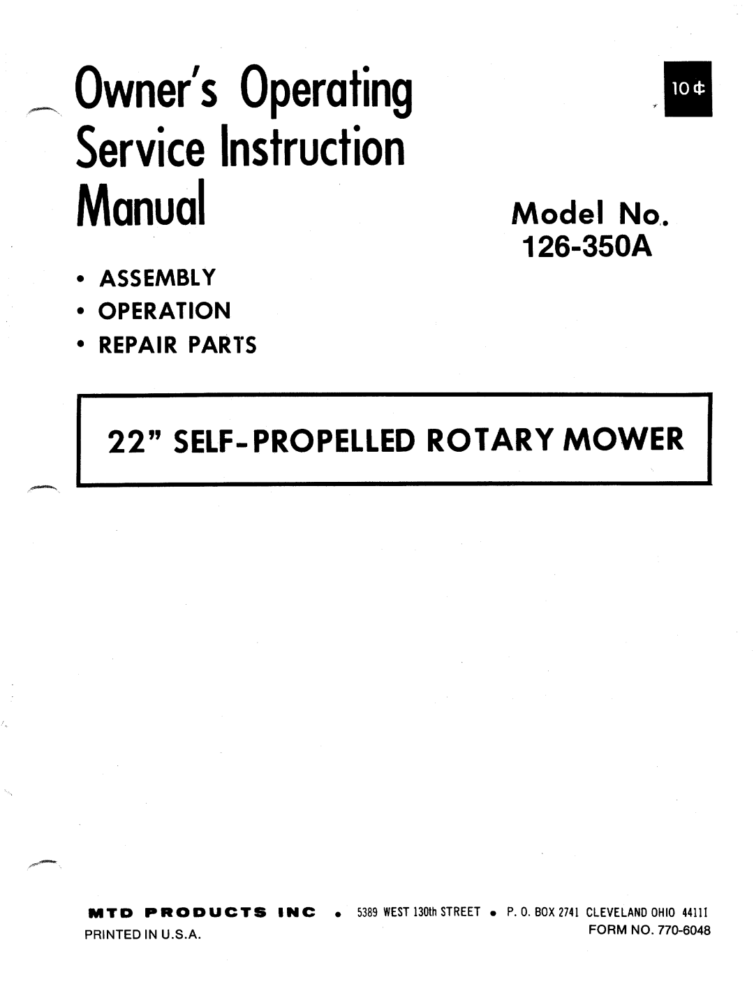 MTD 126-350A manual 