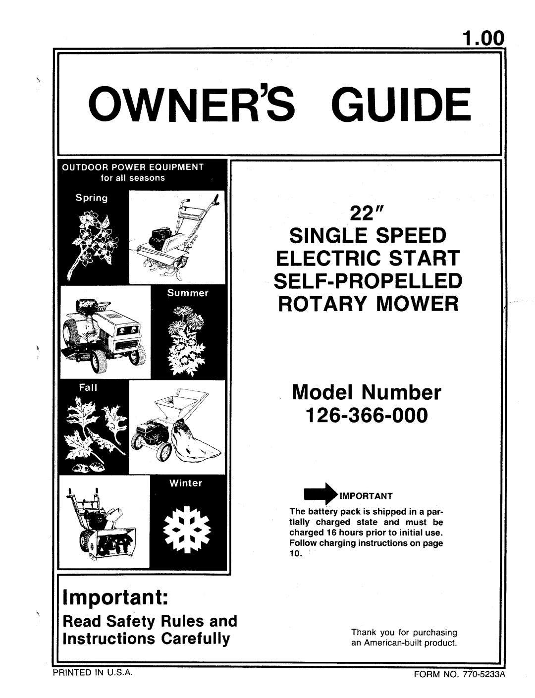 MTD 126-366-000 manual 