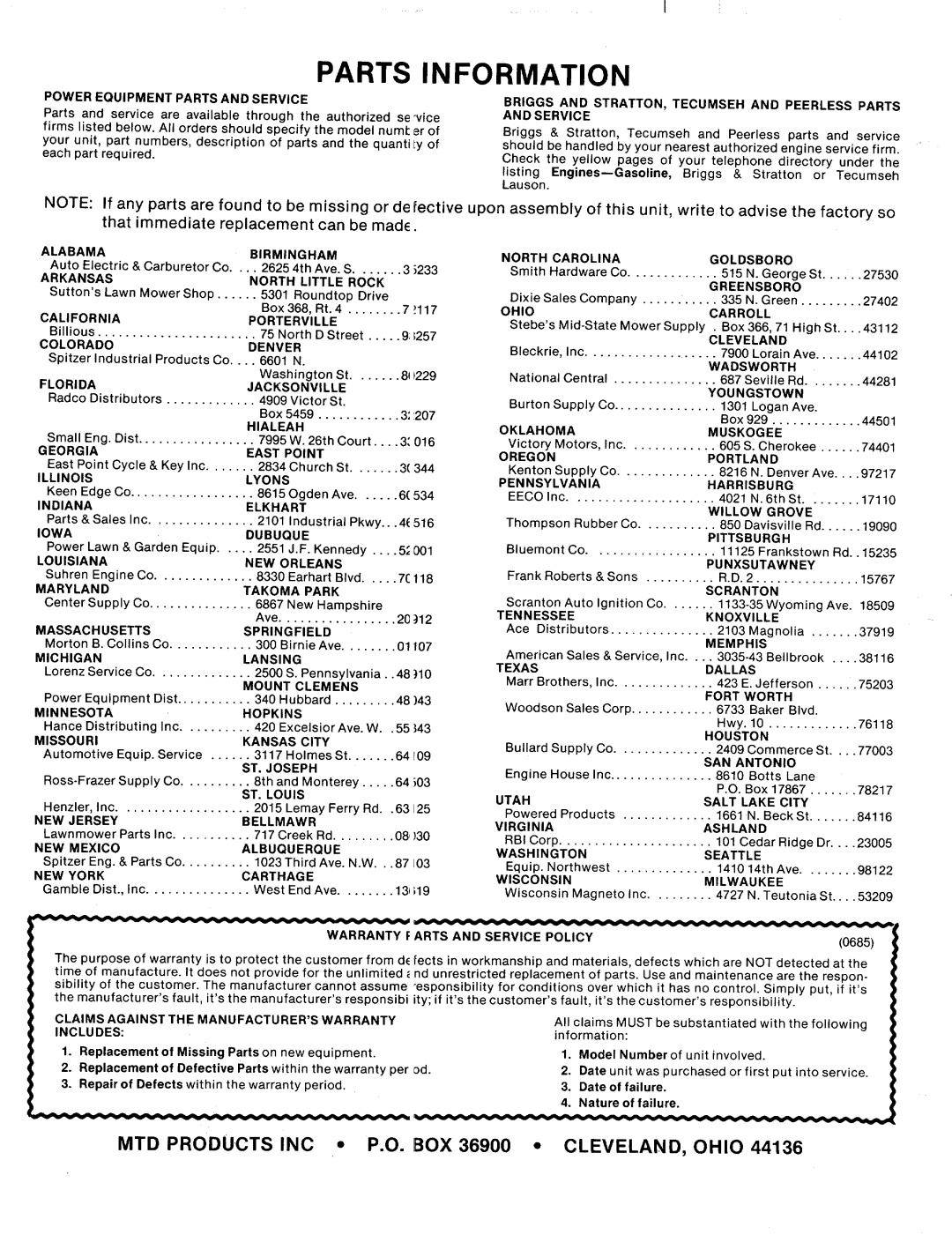 MTD 126-367-000 manual 