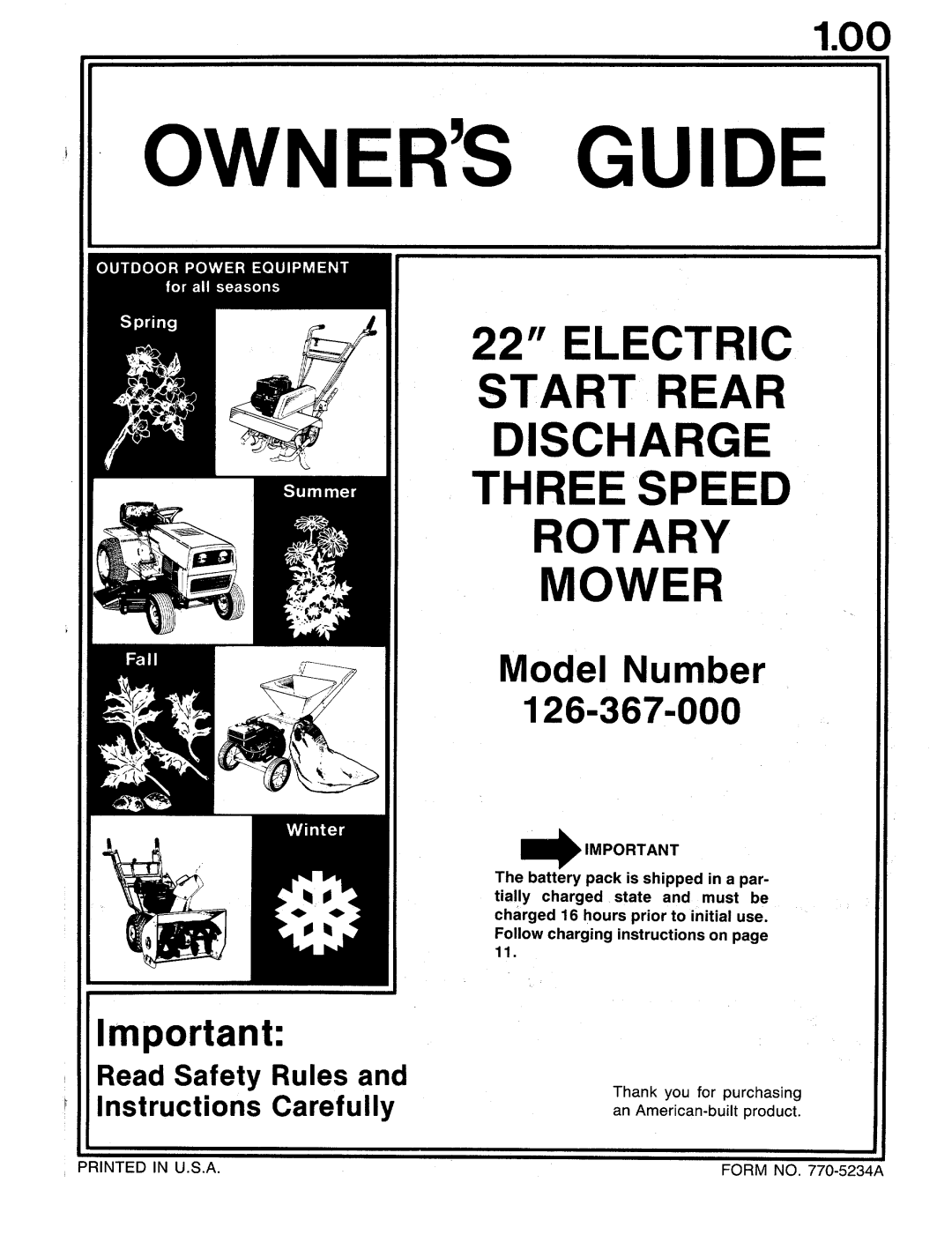 MTD 126-367-000 manual 