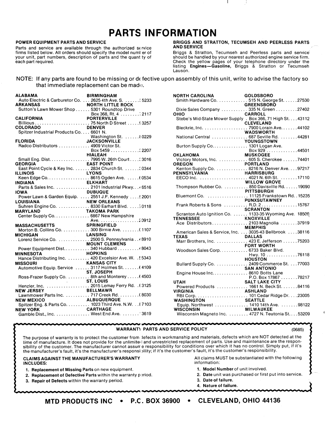 MTD 126-374-000 manual 