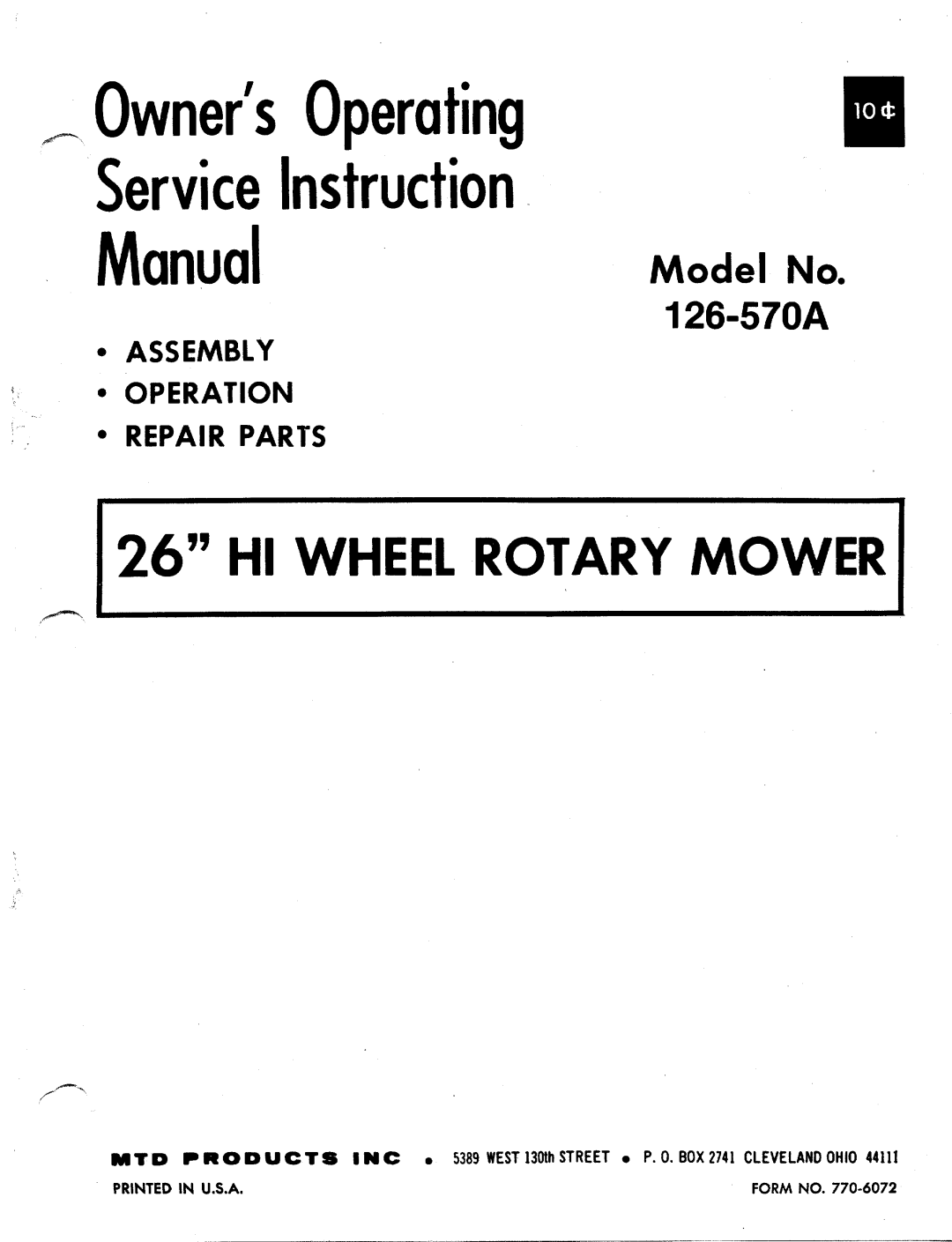 MTD 126-570A manual 