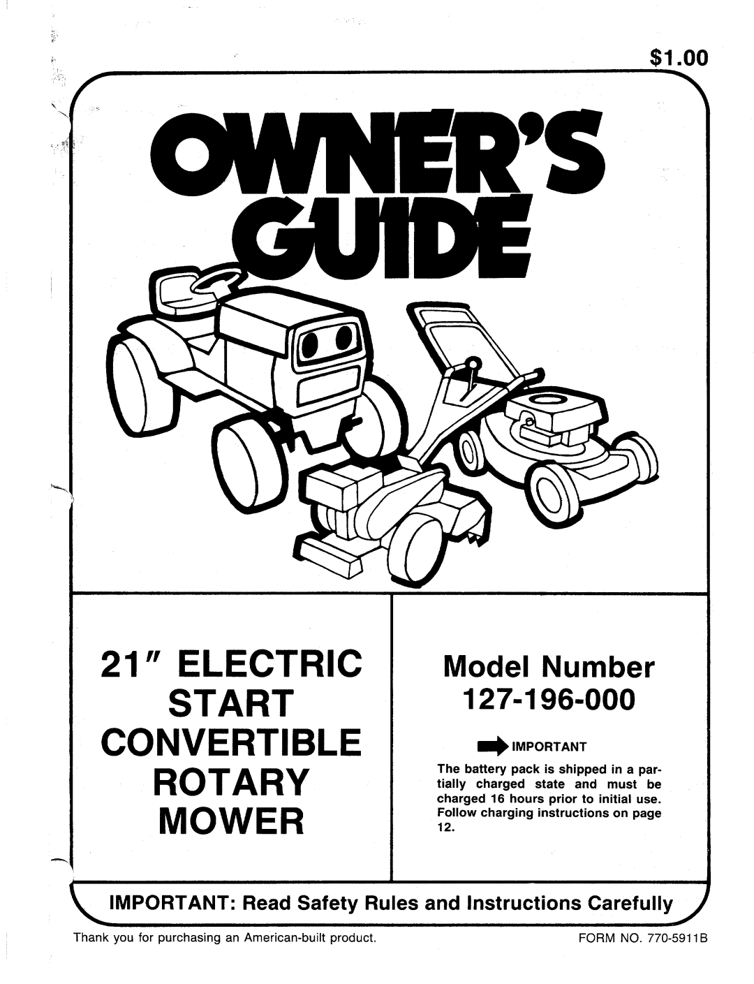 MTD 127-196-000 manual 