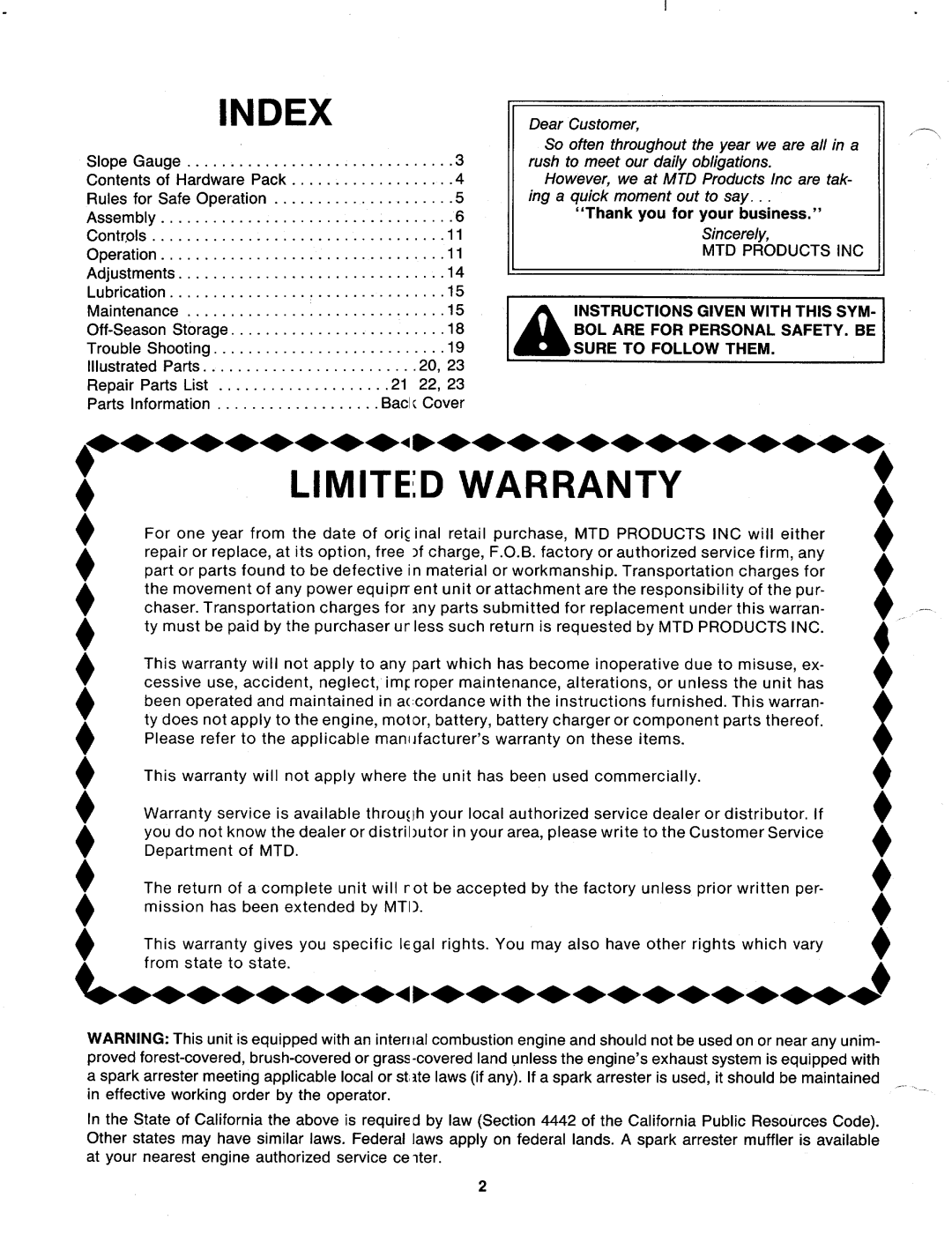 MTD 127-196-000 manual 