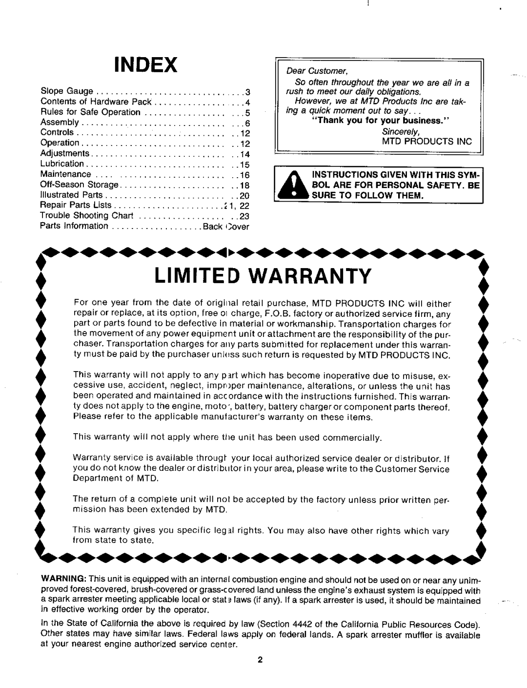 MTD 127-214-000, 127-204-000 manual 