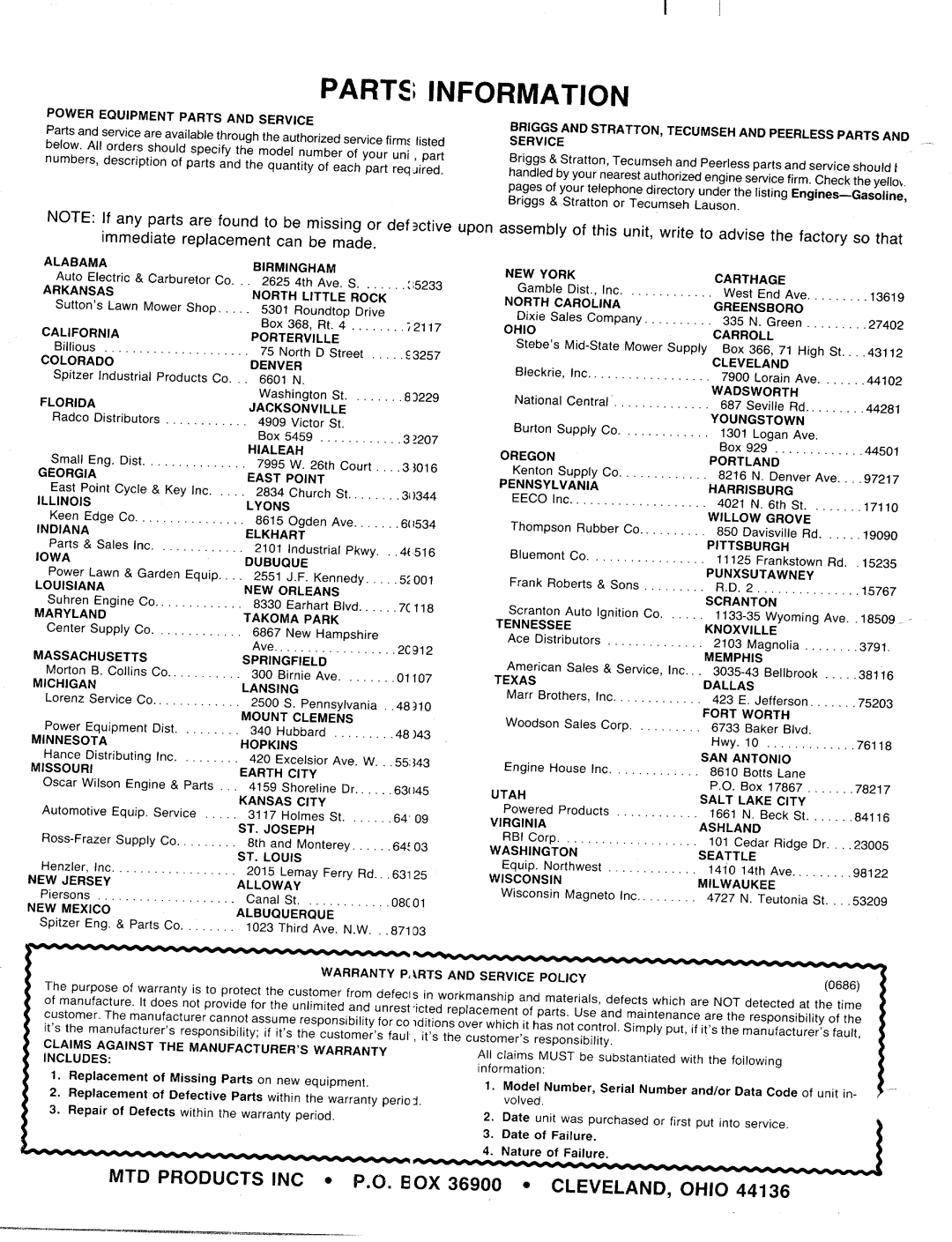 MTD 127-214-000, 127-204-000 manual 