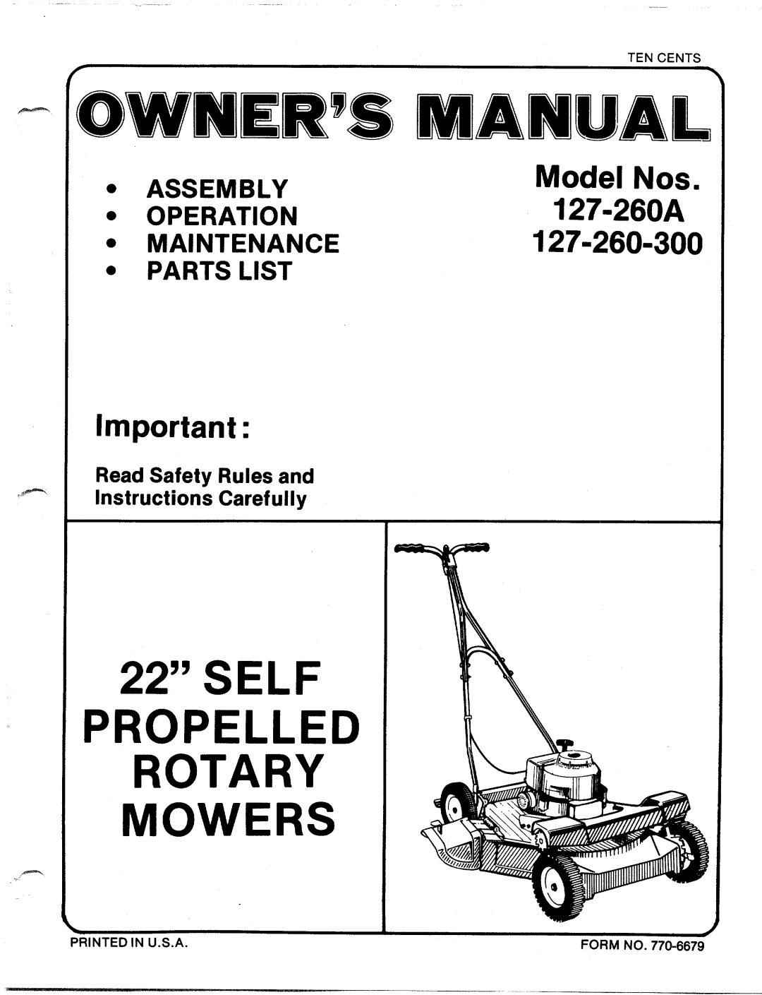 MTD 127-260-300, 127-260A manual 