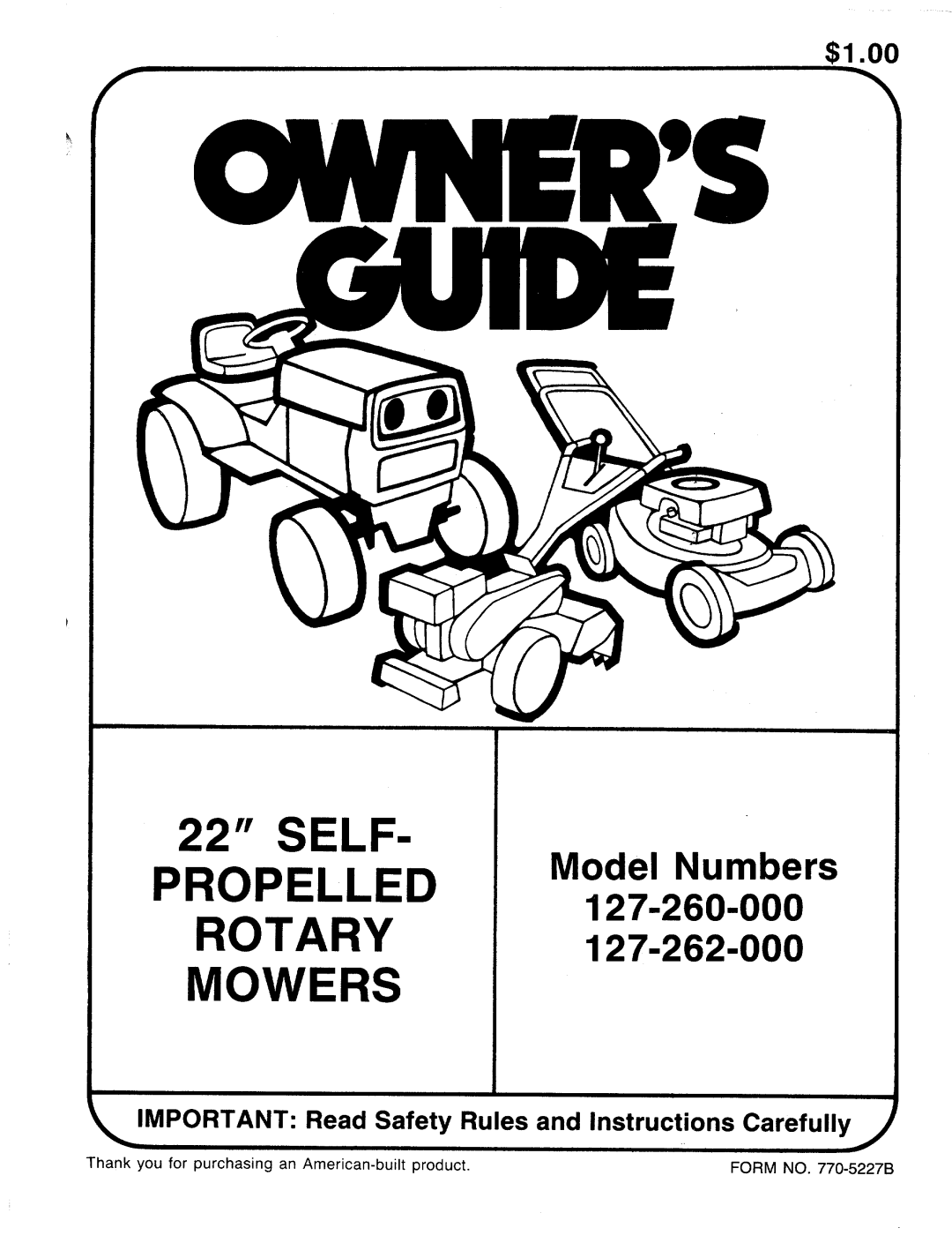 MTD 127-260-000, 127-262-000 manual 