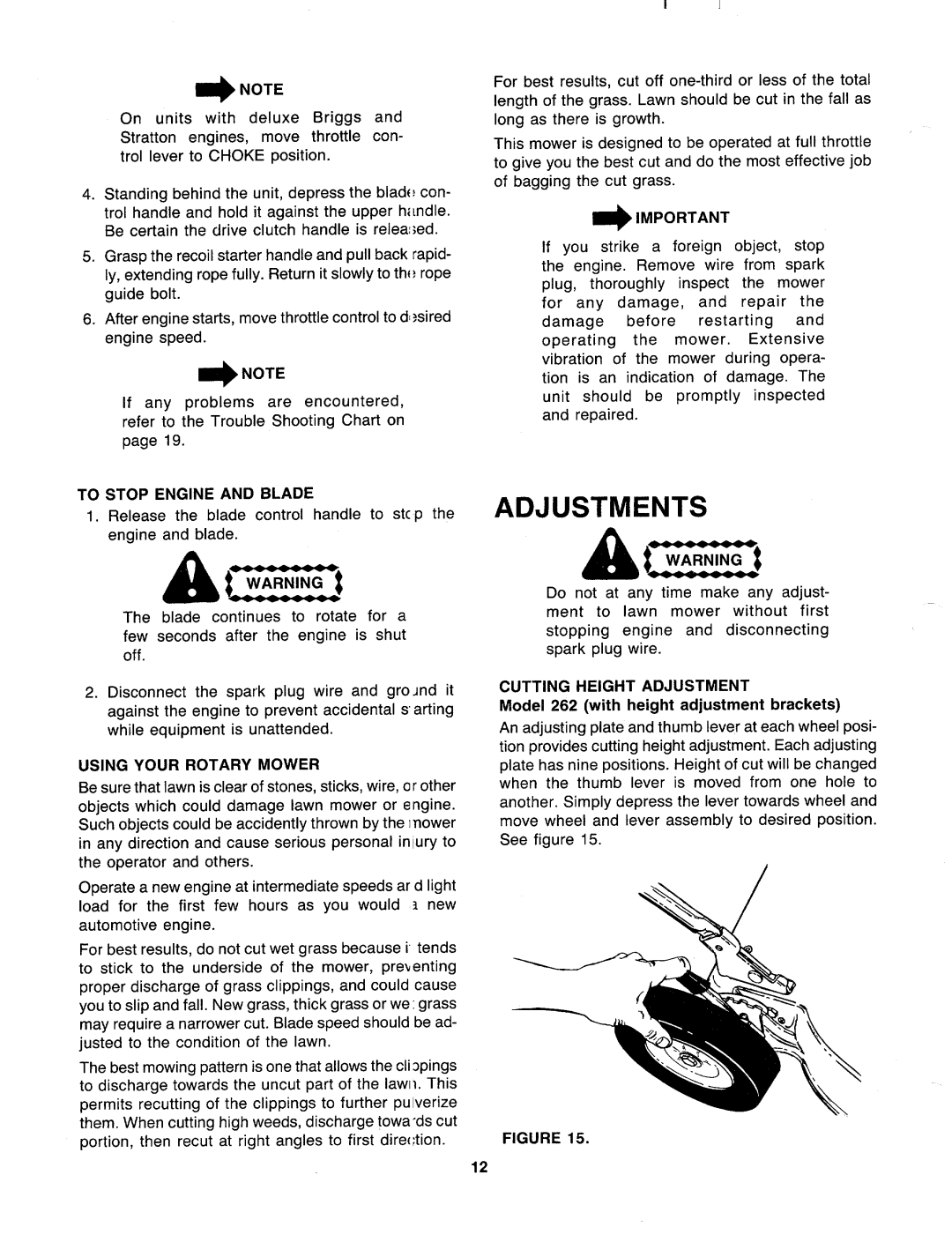 MTD 127-262-000, 127-260-000 manual 