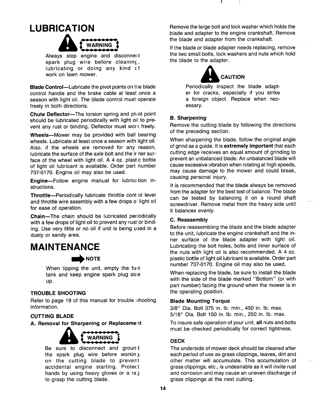 MTD 127-262-000, 127-260-000 manual 