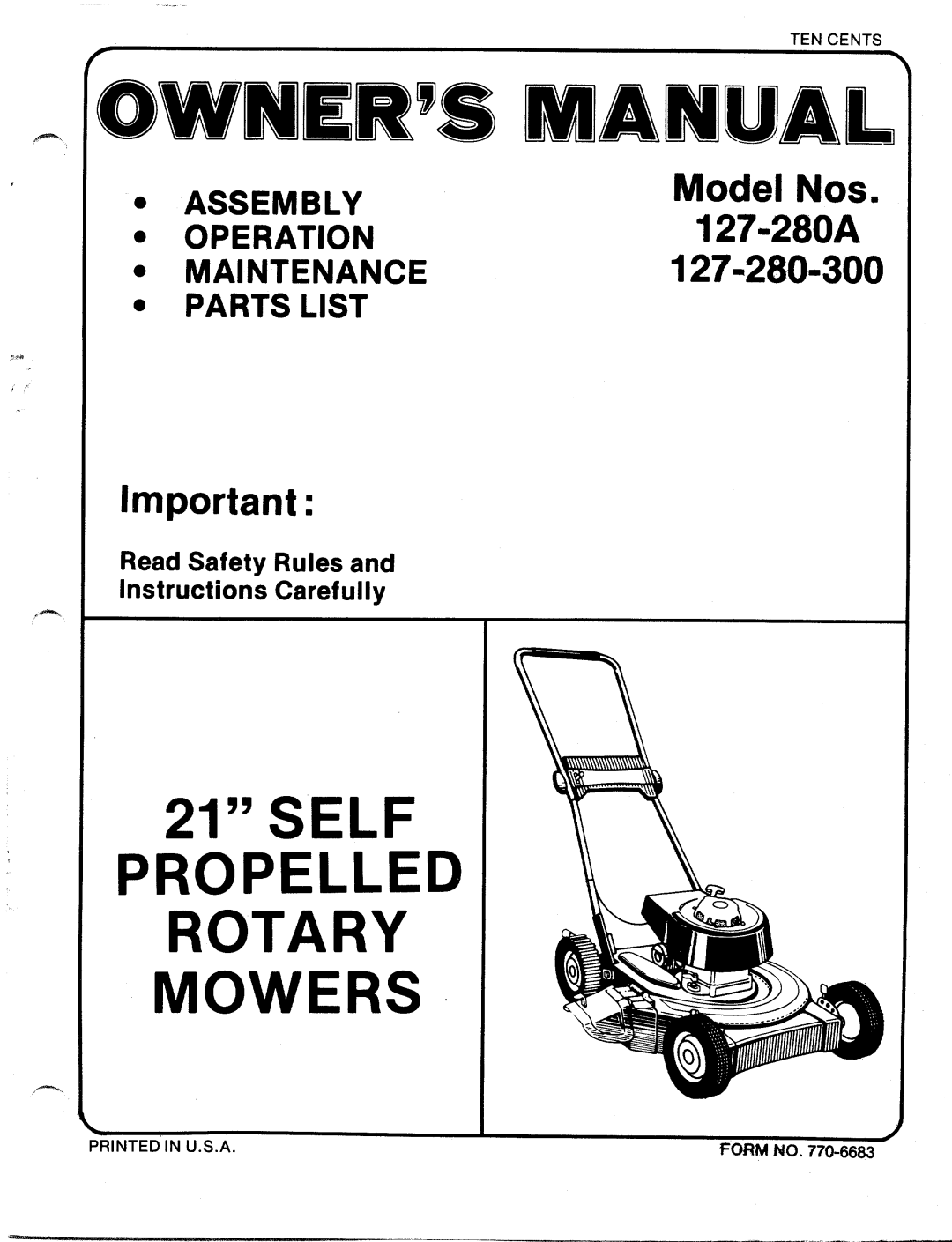 MTD 127-280-300, 127-280A manual 