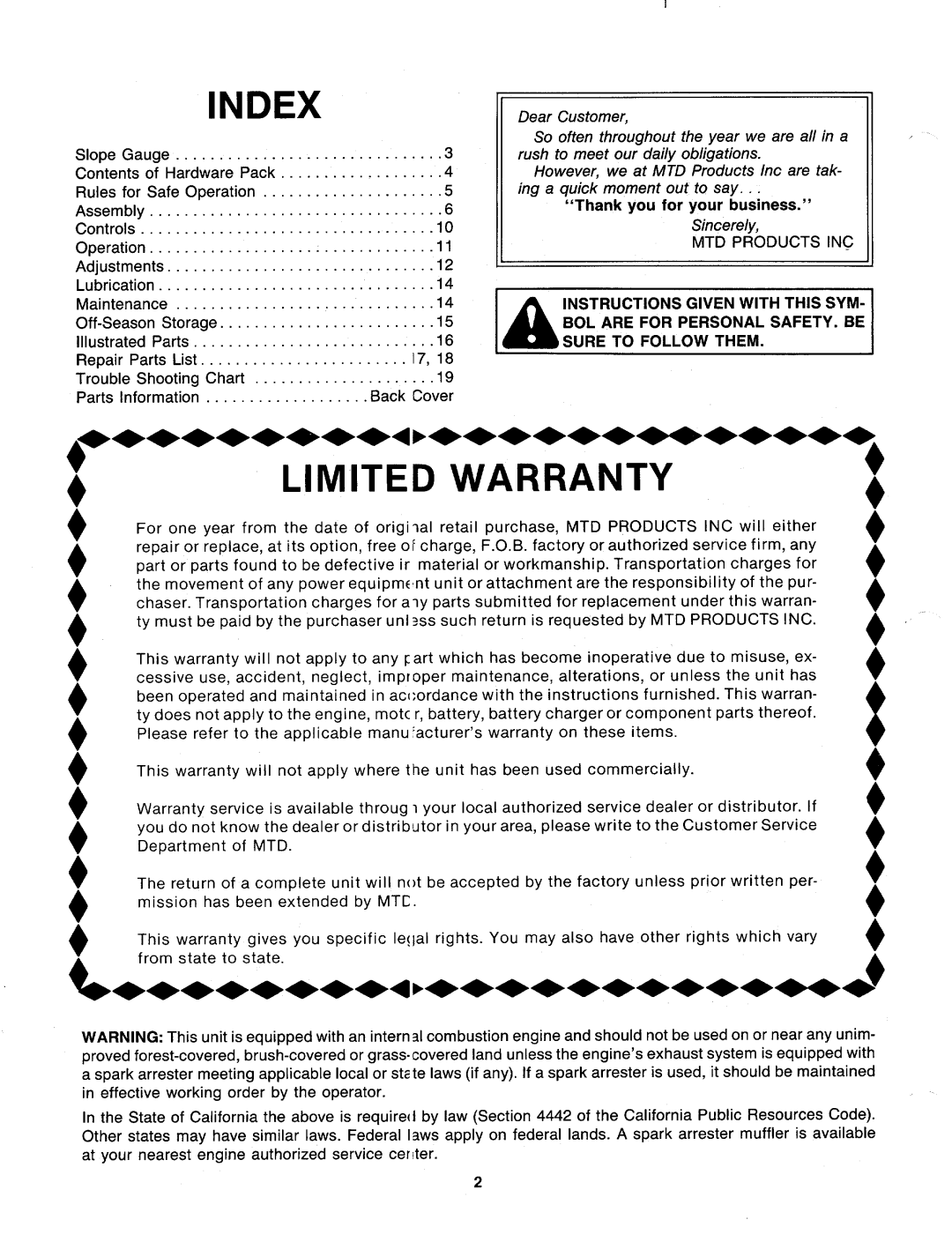 MTD 127-282-000, 127-280-000 manual 