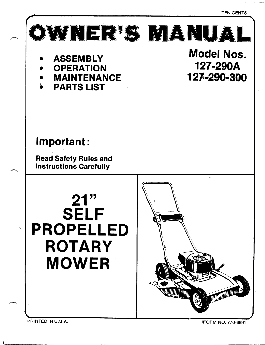 MTD 127-290-300, 127-290A manual 