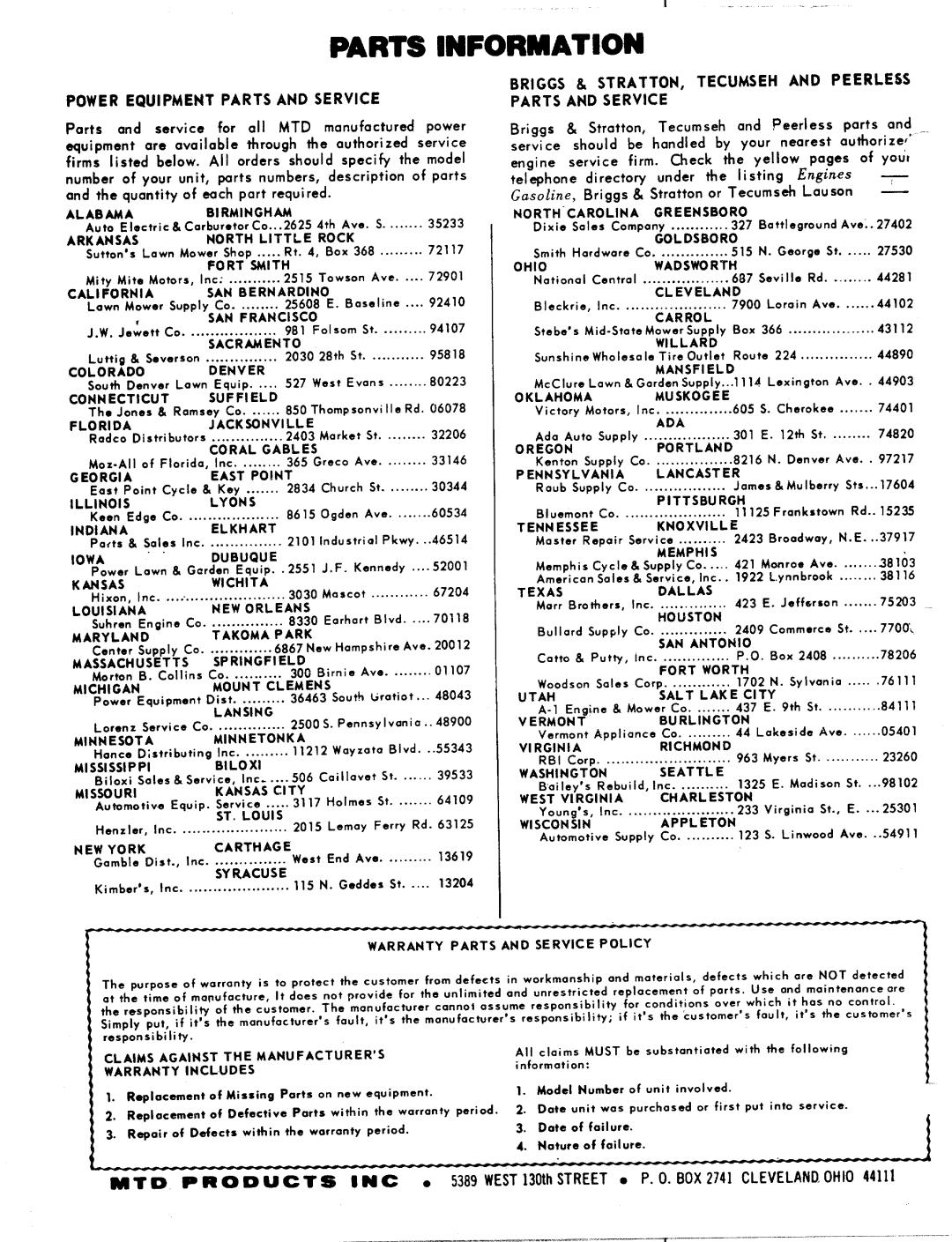 MTD 127-290A, 127-290-300 manual 