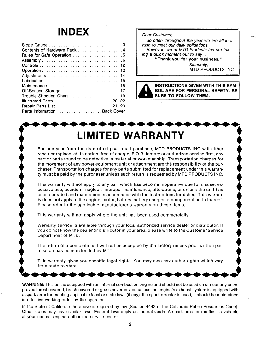 MTD 127-362-000 manual 